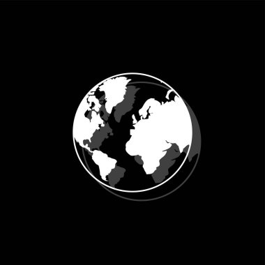 Dünya. Gölge beyaz daire basit simgesi