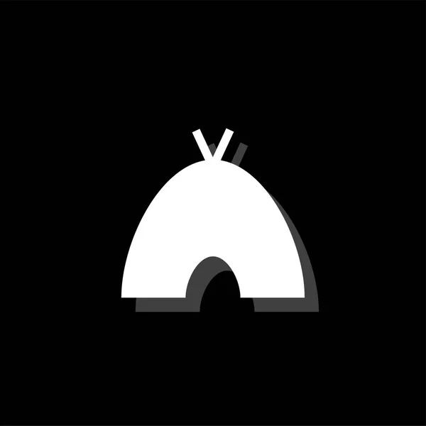 ウィグワム 影のついた白いシンプルなフラット アイコン — ストックベクタ