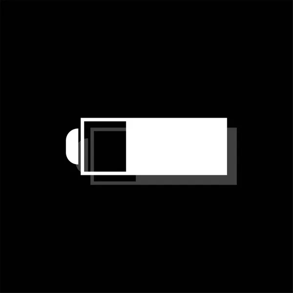 Batterie Weißes Flaches Einfaches Symbol Mit Schatten — Stockvektor