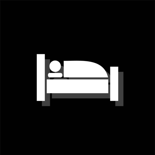 Sleep. White flat simple icon with shadow