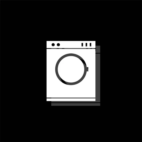 洗浄機です 影のついた白いシンプルなフラット アイコン — ストックベクタ
