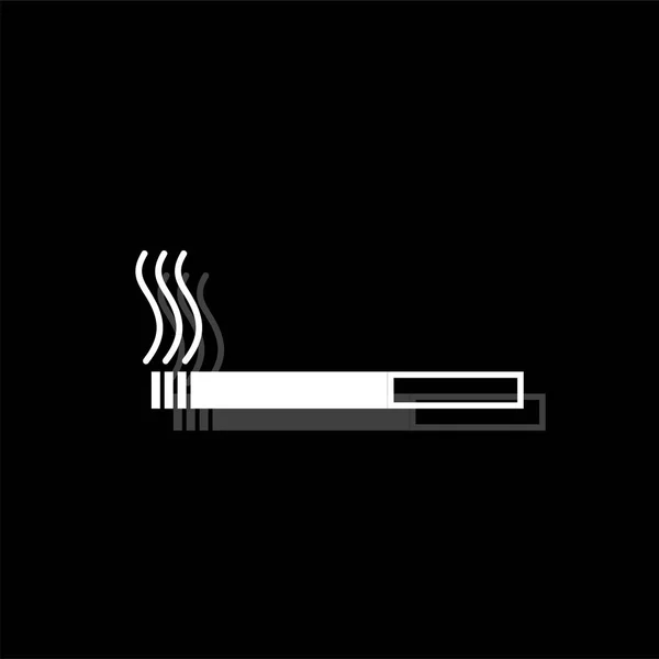 タバコ 影のついた白いシンプルなフラット アイコン — ストックベクタ