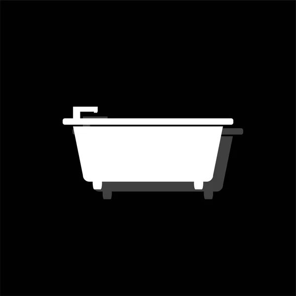 Badewanne Weißes Flaches Einfaches Symbol Mit Schatten — Stockvektor