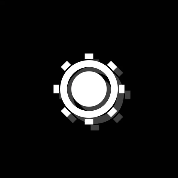 Cog Icône Simple Plate Blanche Avec Ombre — Image vectorielle