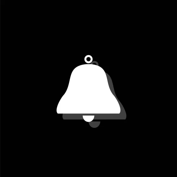 Bell Icône Simple Plate Blanche Avec Ombre — Image vectorielle