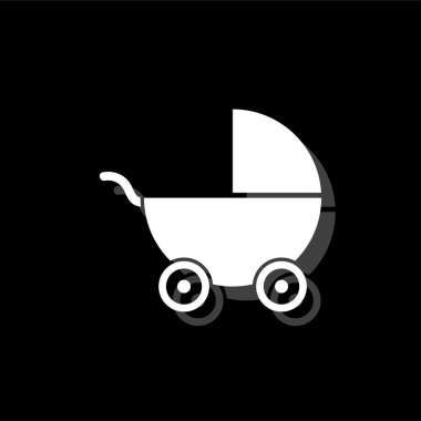 Çocuk arabası. Gölge beyaz daire basit simgesi