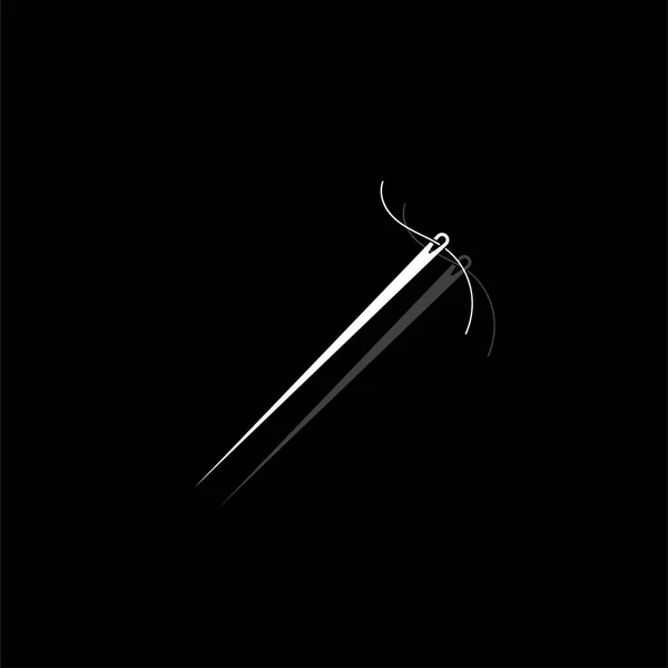 Nadel Weißes Flaches Einfaches Symbol Mit Schatten — Stockvektor