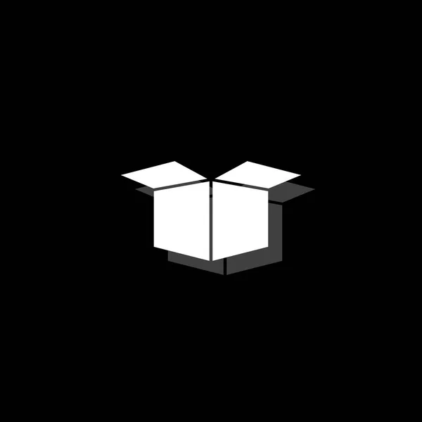 Offene Kiste Weißes Flaches Einfaches Symbol Mit Schatten — Stockvektor