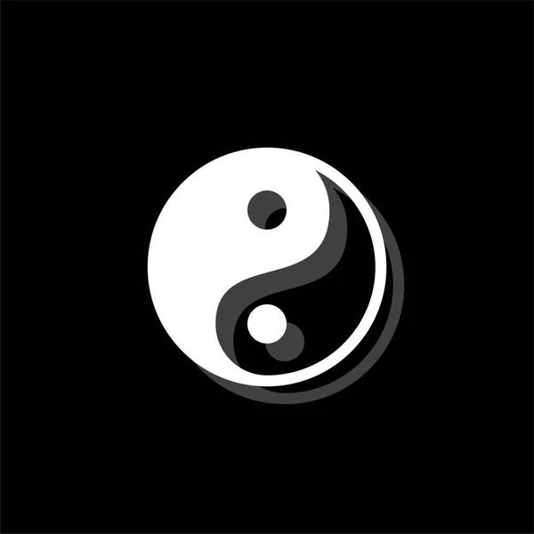 Yin Yang Icono Simple Plano Blanco Con Sombra — Vector de stock
