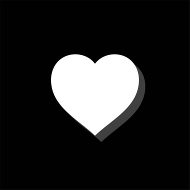 Kalp. Gölge beyaz daire basit simgesi