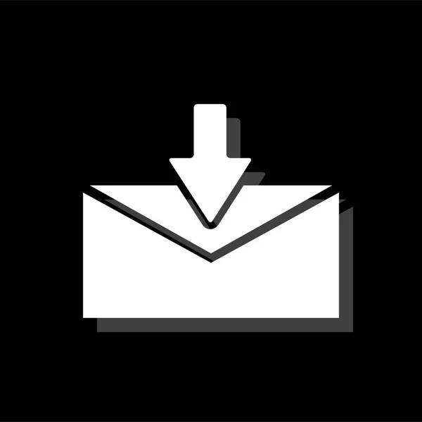 Mail Ícone Simples Plano Branco Com Sombra — Vetor de Stock