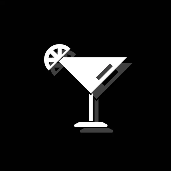 Cocktail Witte Vlakke Eenvoudige Pictogram Met Schaduw — Stockvector