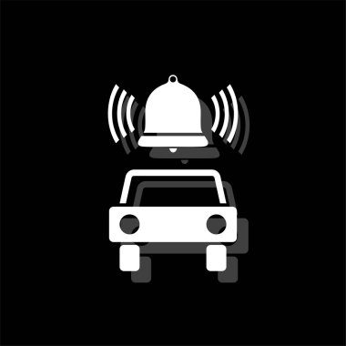 Araba alarmı. Gölge beyaz daire basit simgesi