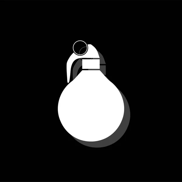 Grenade Main Icône Simple Plate Blanche Avec Ombre — Image vectorielle
