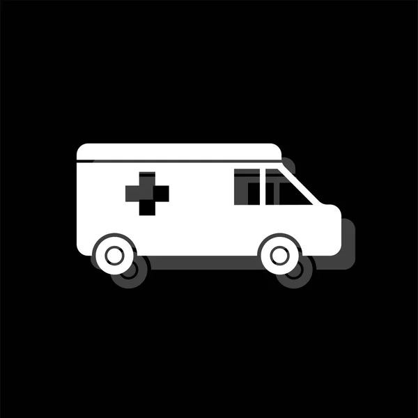 Ambulance White Flat Simple Icon Shadow — Stock Vector