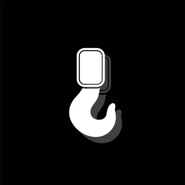 Crane Hook White Flat Simple Icon Shadow — Stock Vector