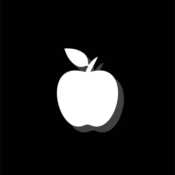 Apple White Flat Simple Icon Shadow — Stock Vector