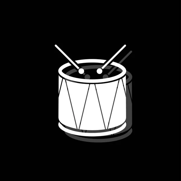 Tambour Icône Simple Plate Blanche Avec Ombre — Image vectorielle