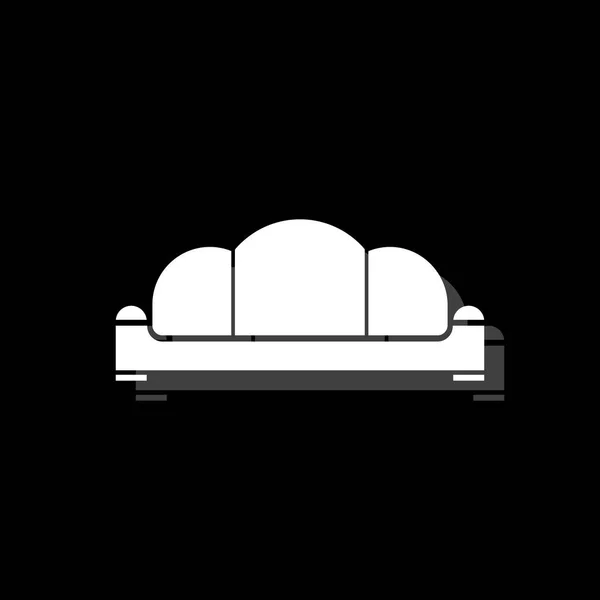 Canapé Icône Simple Plate Blanche Avec Ombre — Image vectorielle