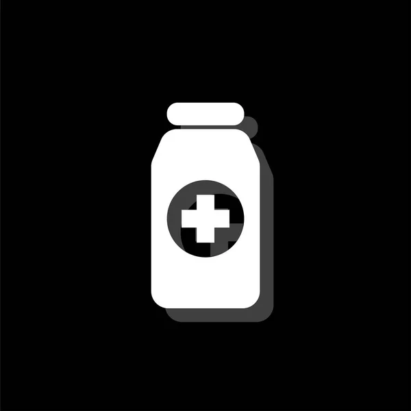 Botella Medicina Icono Simple Plano Blanco Con Sombra — Vector de stock