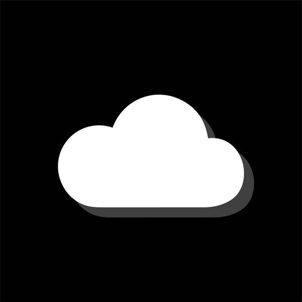 Cloud. White flat simple icon with shadow