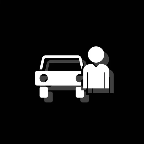 Driver White Flat Simple Icon Shadow — Stock Vector