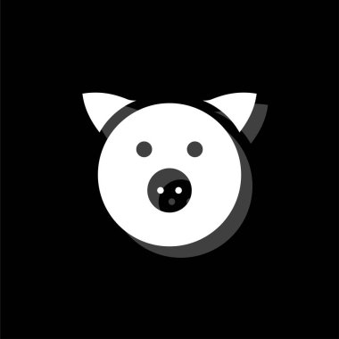 Domuz. Gölge beyaz daire basit simgesi