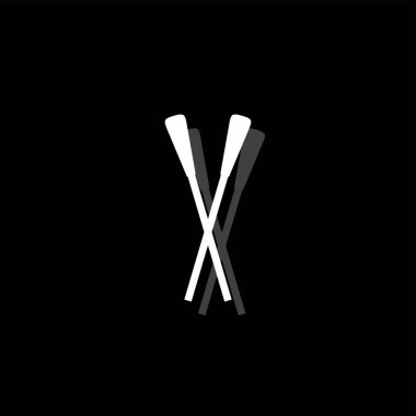 Kürek çek. Gölge beyaz daire basit simgesi