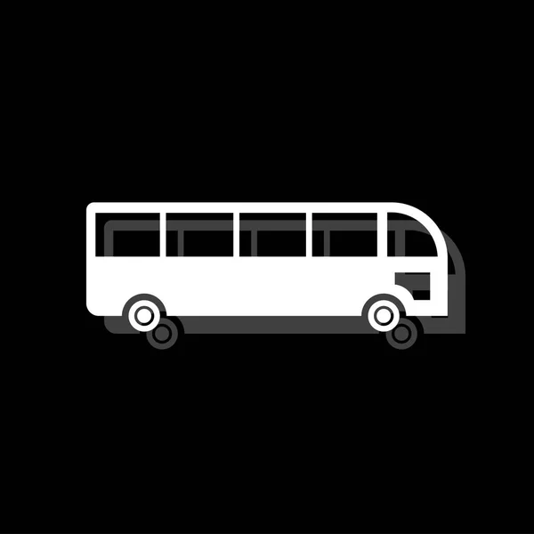 Bus White Flat Simple Icon Shadow — Stock Vector