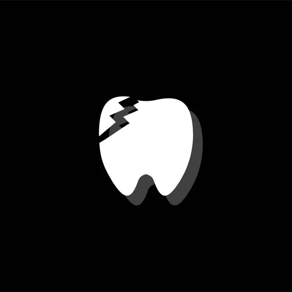 Problema Dental Icono Simple Plano Blanco Con Sombra — Vector de stock