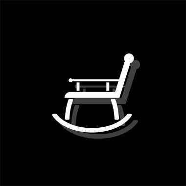 Sallanan sandalye. Gölge beyaz daire basit simgesi