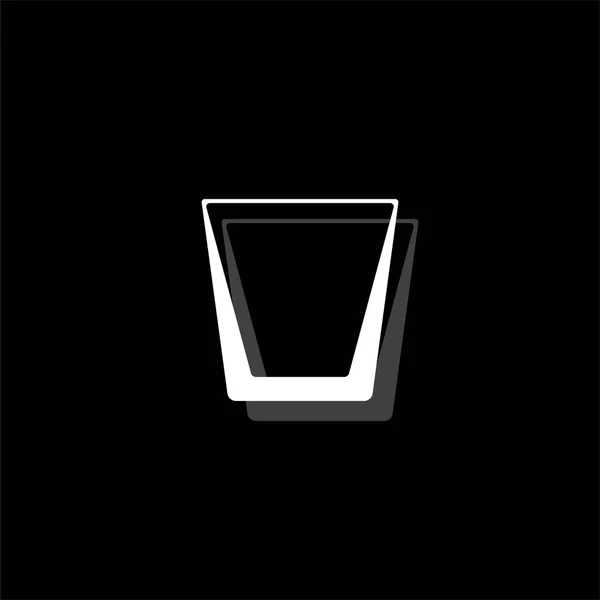 Verre Whisky Icône Simple Plate Blanche Avec Ombre — Image vectorielle