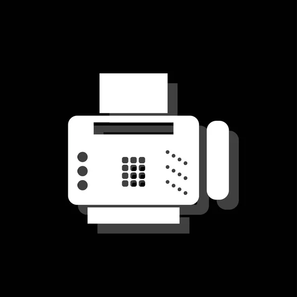Fax Icône Simple Plate Blanche Avec Ombre — Image vectorielle