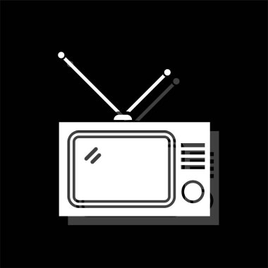 Gölge ile TV. beyaz daire basit simgesi