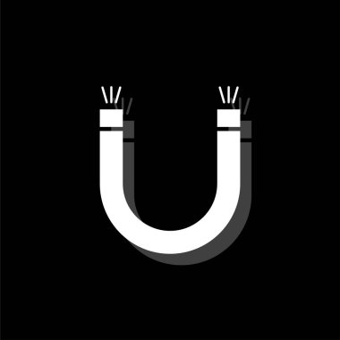 Mıknatıs. Gölge beyaz daire basit simgesi