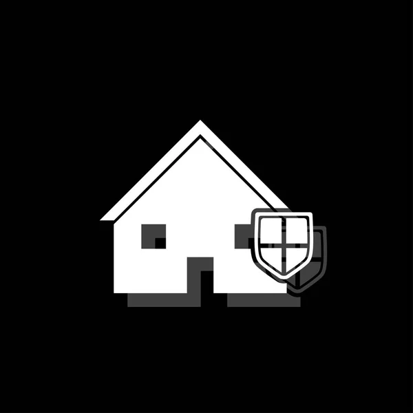 Seguro Vivienda Icono Simple Plano Blanco Con Sombra — Vector de stock