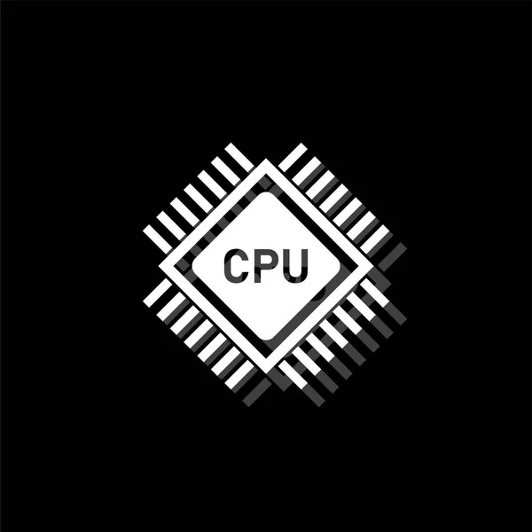 Cpu 影のついた白いシンプルなフラット アイコン — ストックベクタ