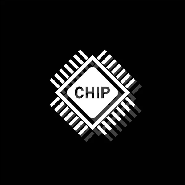 Chip Icône Simple Plate Blanche Avec Ombre — Image vectorielle