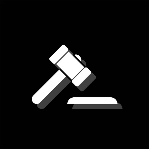 Hammer Soudce Bílá Plochá Jednoduchý Ikona Stínem — Stockový vektor