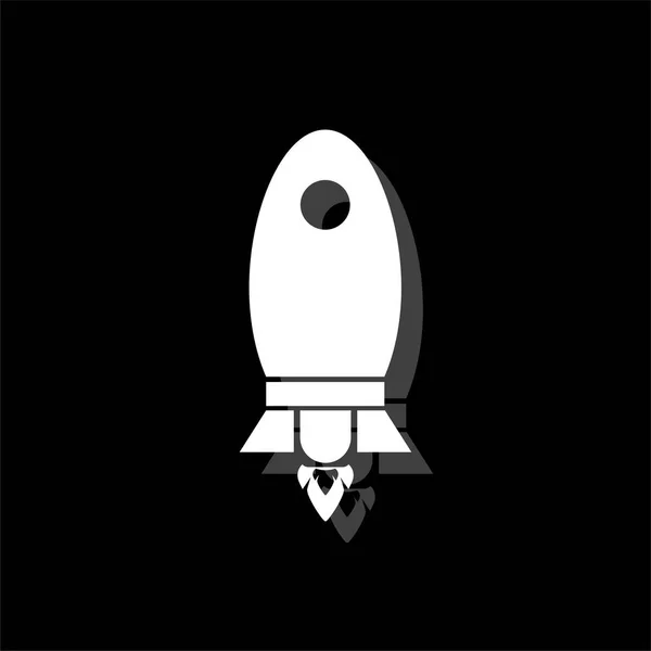 Ракета Белая Плоская Икона Тенью — стоковый вектор