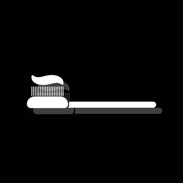 Tandenborstel met tandpasta pictogram plat — Stockvector