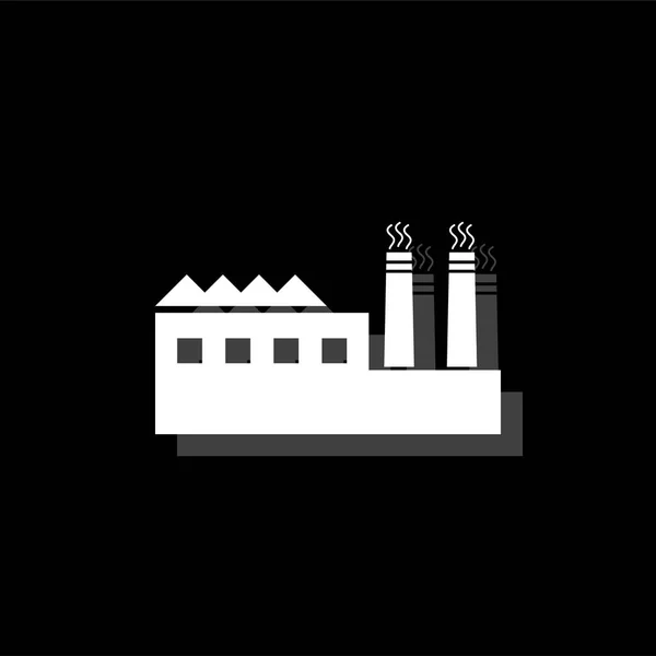 Průmyslová budova továrny a elektrárny ikonu plochý — Stockový vektor