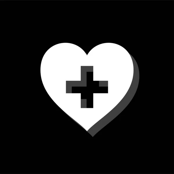 Health hearth cross icon flat — Stock Vector