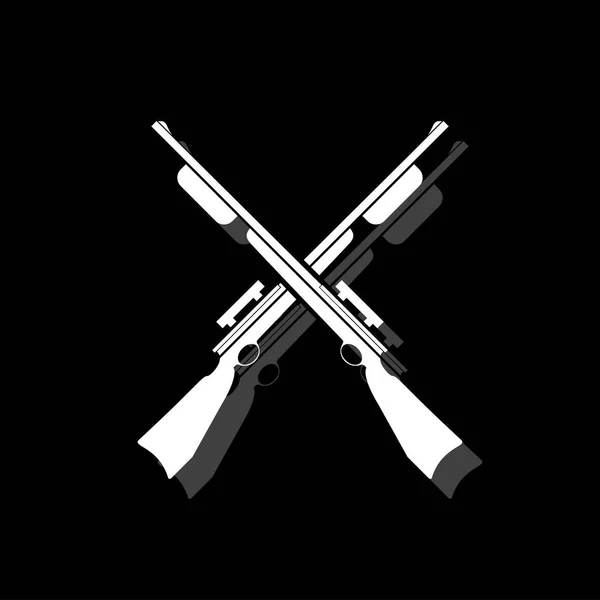 Překřížené brokovnice lovecké pušky ikonu plochý — Stockový vektor