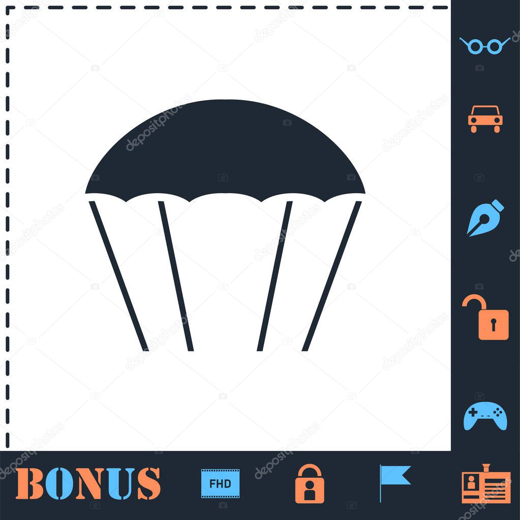 Parachute icon flat