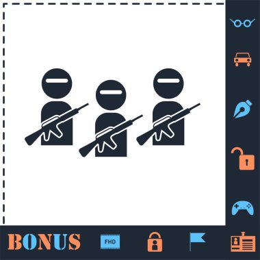 Terörist yün maskesi simgesi düz