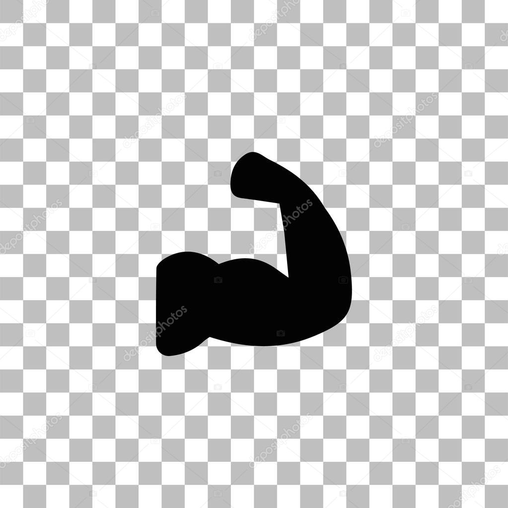 Strong arm. Black flat icon on a transparent background. Pictogram for your project