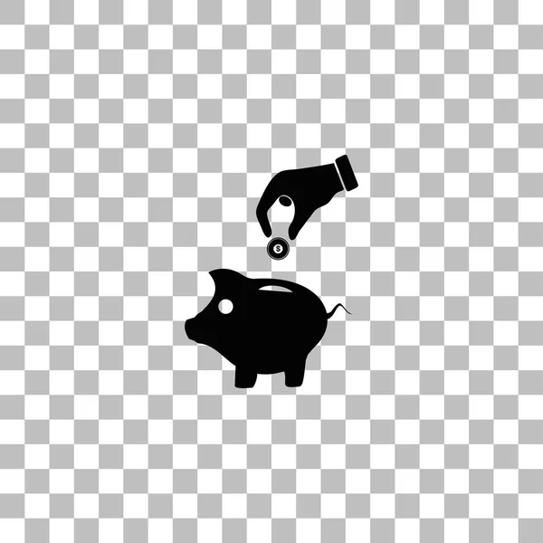 Économiser de l'argent avec l'icône Piggy plat — Image vectorielle