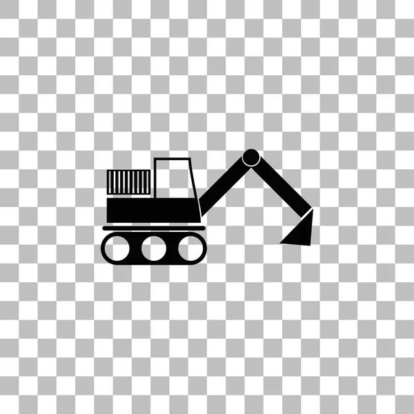 Icono de excavadora plano — Vector de stock