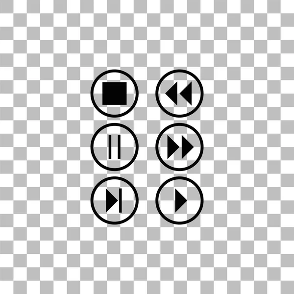 Video Reproductor de audio botones icono plano — Vector de stock
